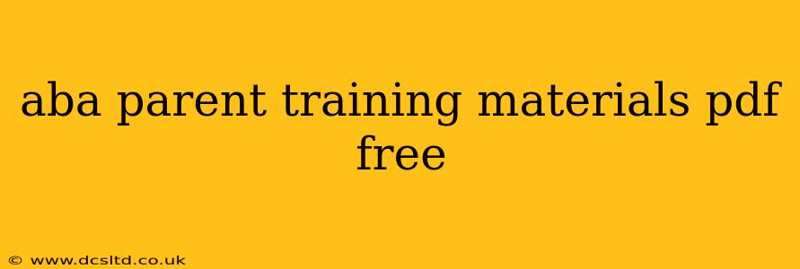 aba parent training materials pdf free