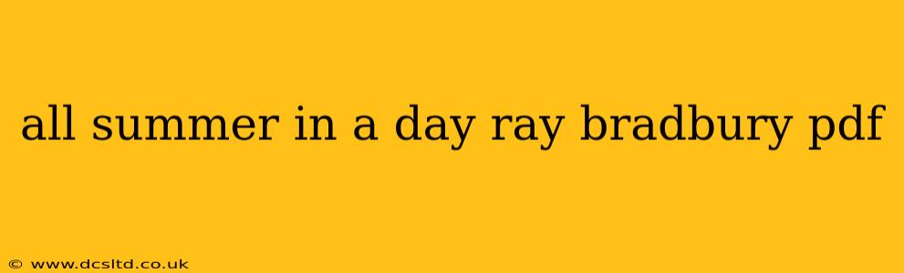 all summer in a day ray bradbury pdf