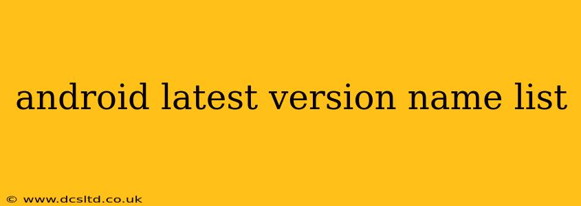 android latest version name list