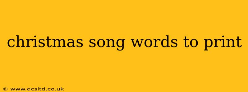 christmas song words to print