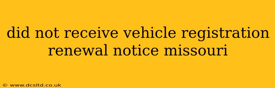 did not receive vehicle registration renewal notice missouri