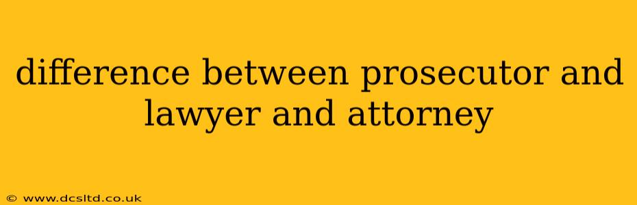 difference between prosecutor and lawyer and attorney