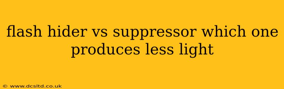 flash hider vs suppressor which one produces less light