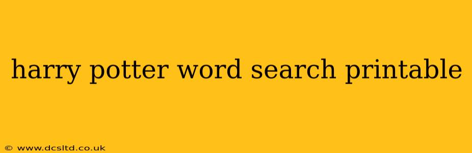 harry potter word search printable