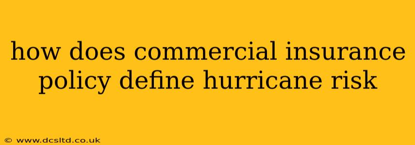 how does commercial insurance policy define hurricane risk