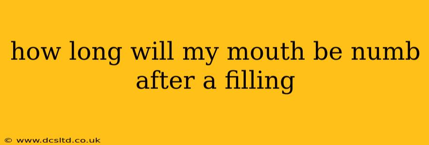 how long will my mouth be numb after a filling