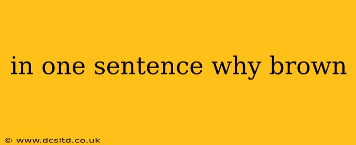 in one sentence why brown in one sentence why brown
