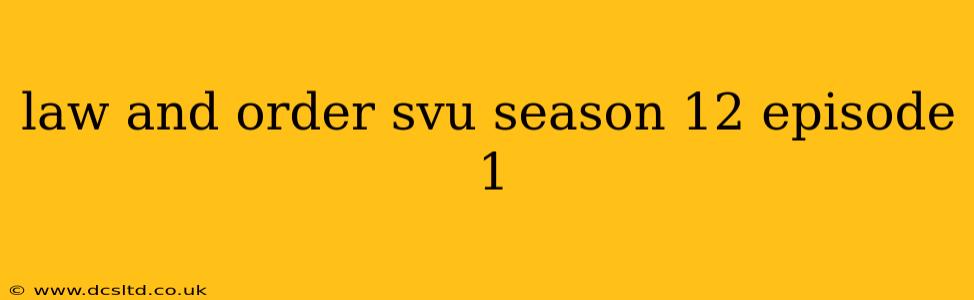 law and order svu season 12 episode 1