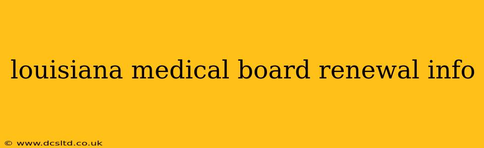 louisiana medical board renewal info