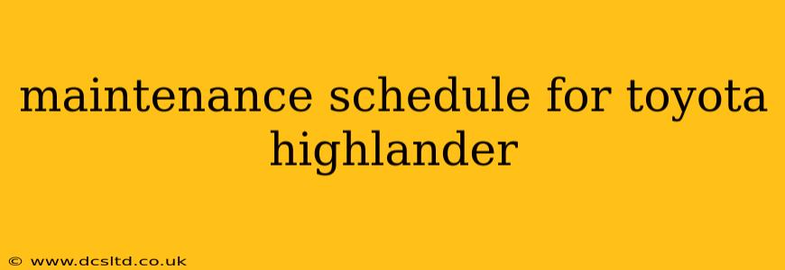 maintenance schedule for toyota highlander