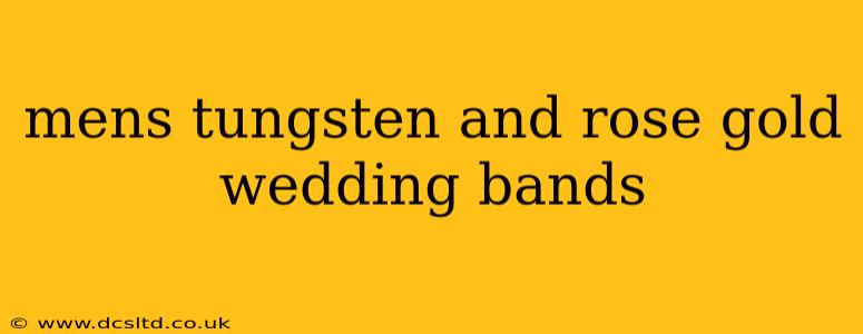 mens tungsten and rose gold wedding bands