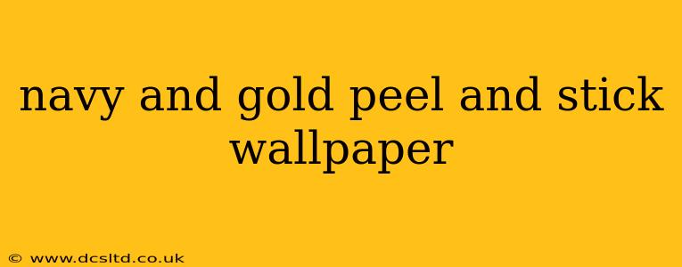 navy and gold peel and stick wallpaper