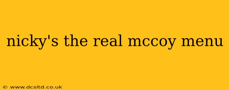 nicky's the real mccoy menu