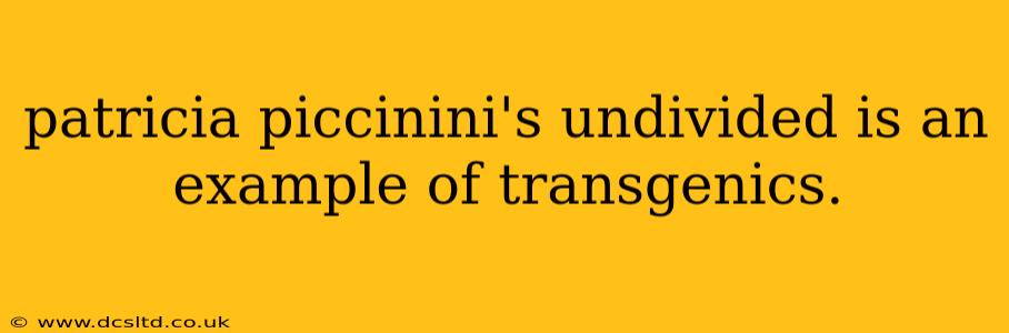 patricia piccinini's undivided is an example of transgenics.