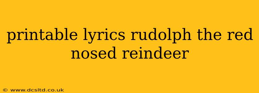 printable lyrics rudolph the red nosed reindeer