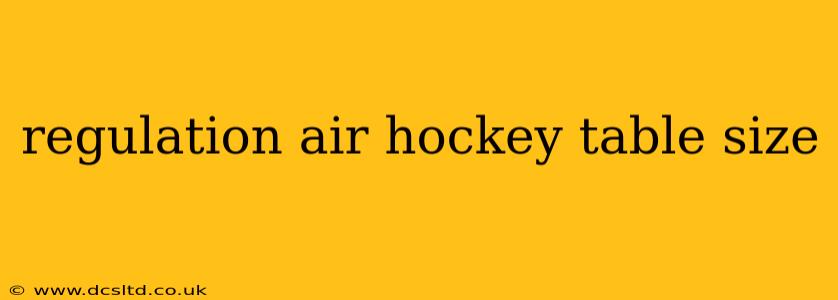regulation air hockey table size
