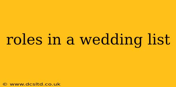 roles in a wedding list