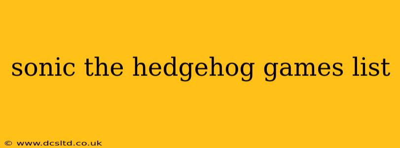 sonic the hedgehog games list