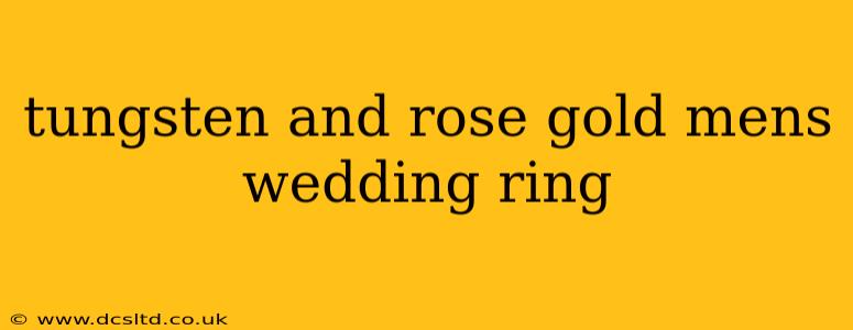 tungsten and rose gold mens wedding ring