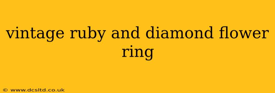 vintage ruby and diamond flower ring