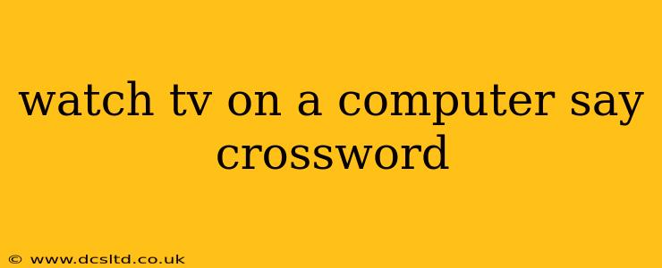 watch tv on a computer say crossword