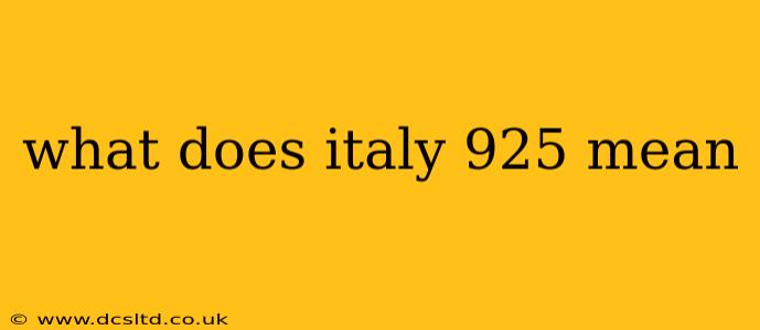 what does italy 925 mean