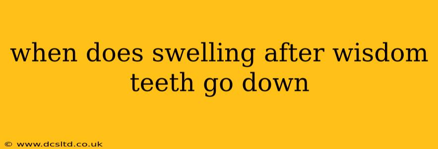 when does swelling after wisdom teeth go down