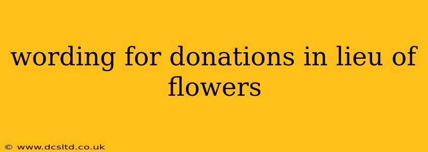 wording for donations in lieu of flowers