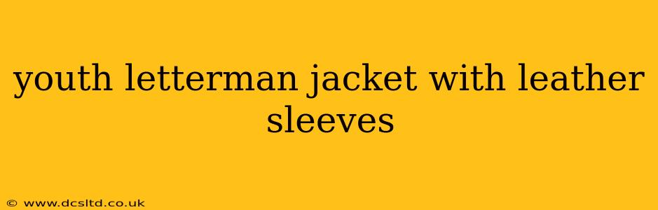 youth letterman jacket with leather sleeves