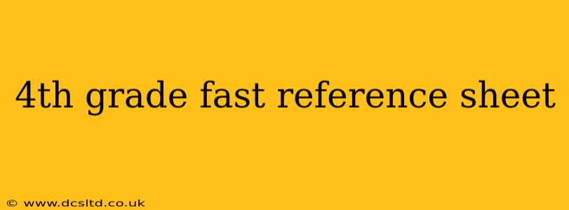 4th grade fast reference sheet