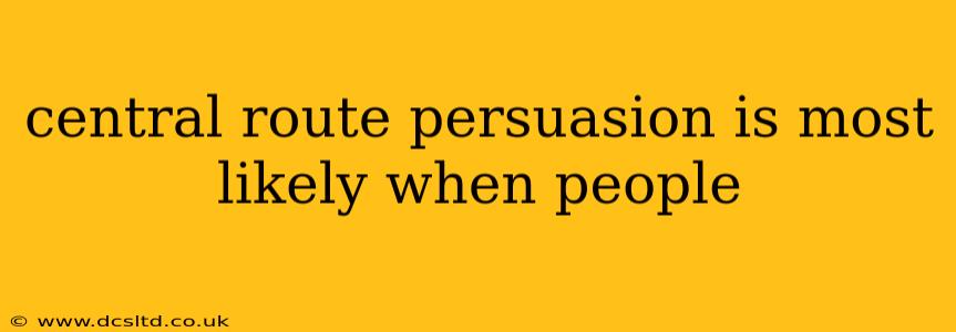 central route persuasion is most likely when people