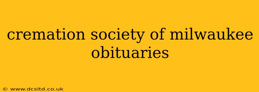 cremation society of milwaukee obituaries