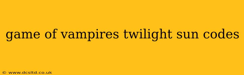 game of vampires twilight sun codes