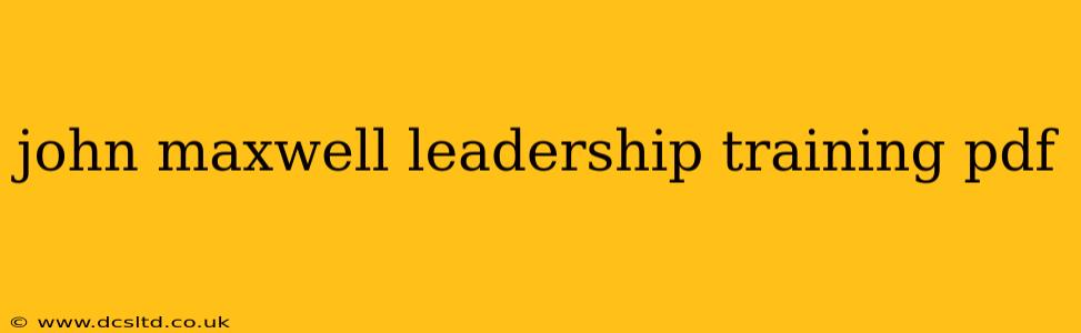john maxwell leadership training pdf